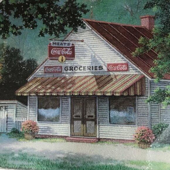 Vintage Coca-Cola Groceries Store Tempered Glass Serving Board Cutting Board - Picture 2 of 8